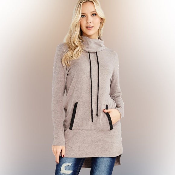 Mauve Long Sleeve Cowl Neck Top